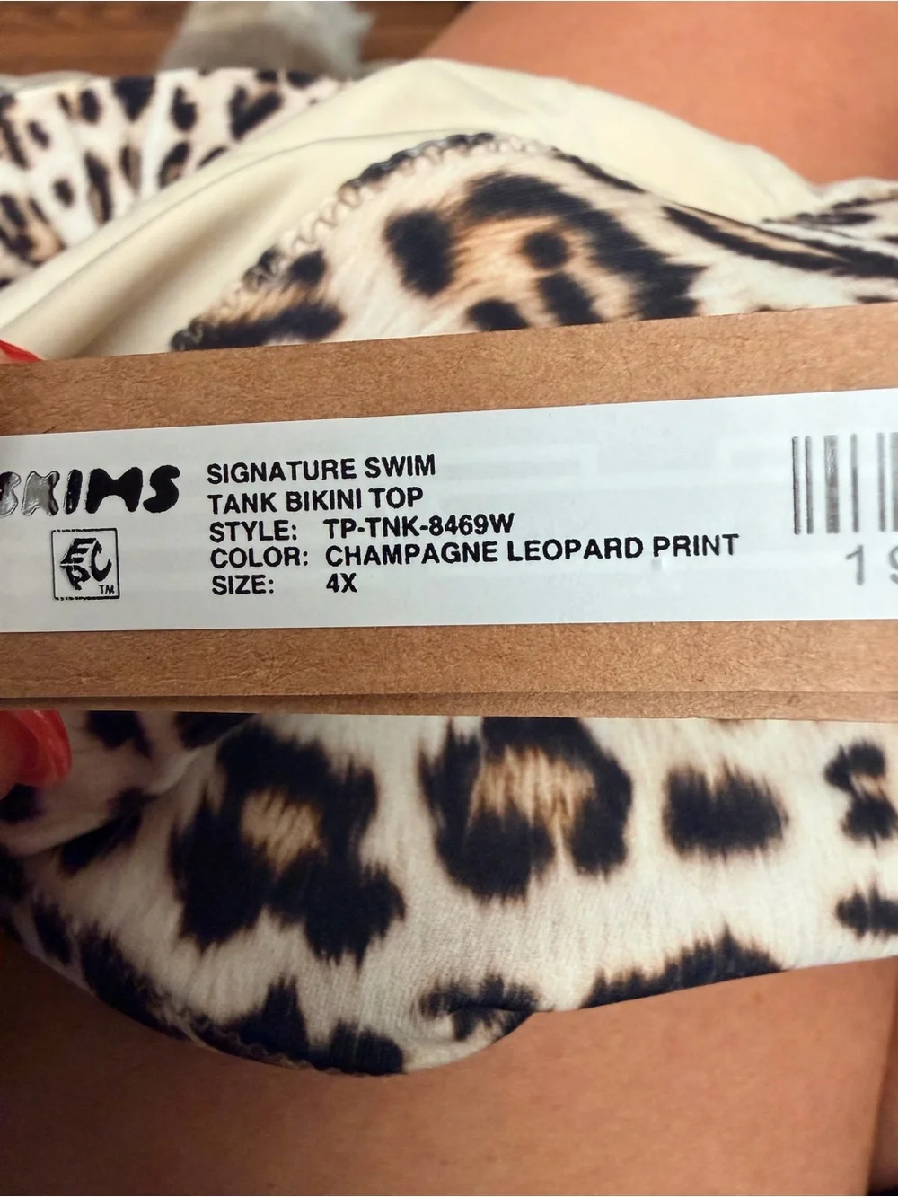 SKIMS SIGNATURE SWIM TANK BIKINI TOP  TP-TNK-8469W CHAMPAGNE LEOPARD PRINT 4X